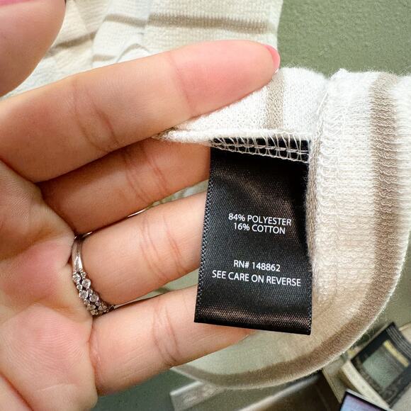 Torrid Ivory + Taupe Stripe Faux Button V Neck Tank - 4X - Picture 5 of 10